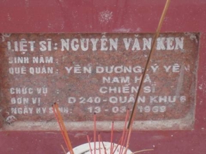 Nhắn tìm thân nhân liệt sỹ Nguyễn Văn Ken