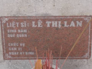 Nhắn tìm thân nhân liệt sĩ Lê Thị Lan