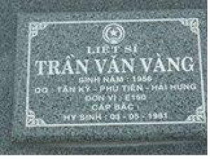Tìm thân nhân liệt sĩ Trần Văn Vàng