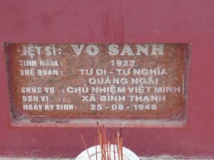 Nhắn tìm thân nhân liệt sỹ Võ Sanh