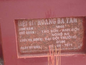 Nhắn tìm thân nhân liệt sỹ  Hoàng Bá Tâm