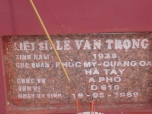 Nhắn tìm thân nhân liệt sỹ  Lê Văn Trọng