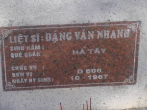 Nhắn tìm thân nhân liệt sỹ  Đặng Văn Nhanh