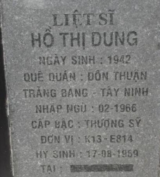Tìm thân nhân liệt sĩ Hồ Thị Dung