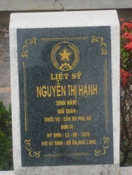 Tìm thân nhân liệt sỹ Nguyễn Thị Hạnh
