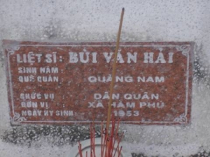 Nhắn tìm thân nhân liệt sỹ  Bùi Văn Hải