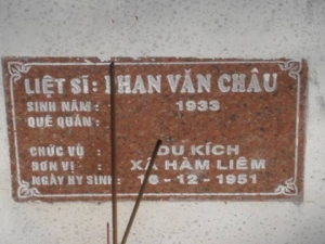 Nhắn tìm thân nhân liệt sĩ Phan Văn Châu