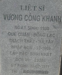 Tìm thân nhân liệt sĩ Vương Công Khanh