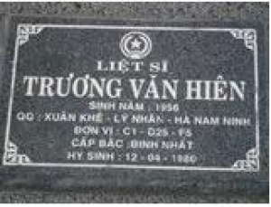 Tìm thân nhân liệt sĩ Trương Văn Hiên