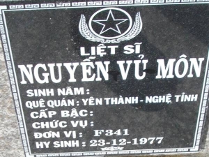 Nhắn tìm thân nhân liệt sỹ  Nguyễn Vủ Môn