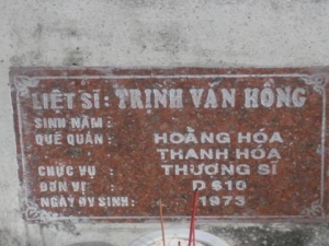 Nhắn tìm thân nhân liệt sỹ Trịnh Văn Hồng