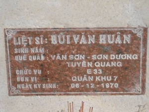 Nhắn tìm thân nhân liệt sỹ Bùi Văn Huân