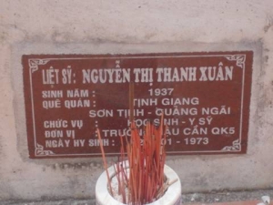 Nhắn tìm thân nhân liệt sỹ  Nguyễn Thị Thanh Xuân