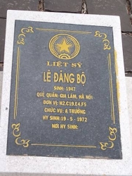 Nhắn tìm thân nhân liệt sỹ  Lê Đăng Bộ