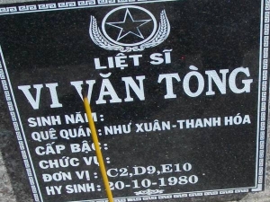Nhắn tìm thân nhân liệt sỹ  Vi Văn Tòng