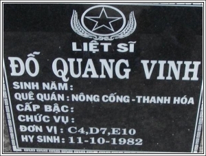 Nhắn tìm thân nhân liệt sỹ Đỗ Quang Vinh