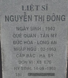 Tìm thân nhân liệt sĩ Nguyễn Thị Đông