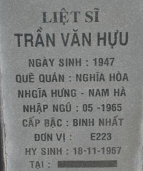 Tìm thân nhân liệt sĩ Trần Văn Hựu