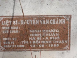 Nhắn tìm thân nhân liệt sỹ  Nguyễn Văn Chánh