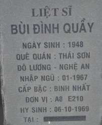 Tìm thân nhân liệt sĩ Bùi Đình Quầy