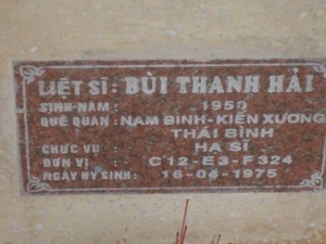 Nhắn tìm thân nhân liệt sỹ  Bùi Thanh Hải