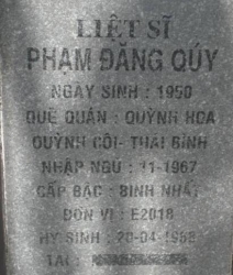 Tìm thân nhân liệt sĩ Phạm Đăng Quý