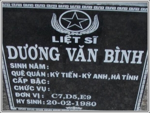 Nhắn tìm thân nhân liệt sỹ Dương Văn Bình