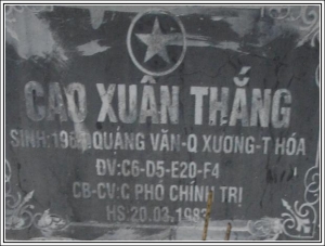 Nhắn tim thân nhân liệt sỹ Cao Xuân Thắng