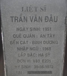 Tìm thân nhân liệt sĩ Trần Văn Đậu