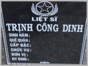 Nhắn tìm thân nhân liệt sỹ  Trịnh Công Dinh