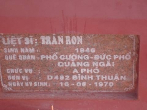 Nhắn tìm thân nhân liệt sỹ Trần Ron