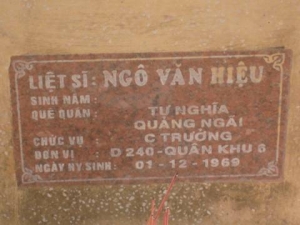 Nhắn tìm thân nhân liệt sỹ  Ngô Văn Hiệu