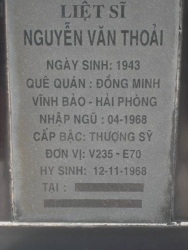 Tìm thân nhân liệt sĩ  Nguyễn Văn Thoải
