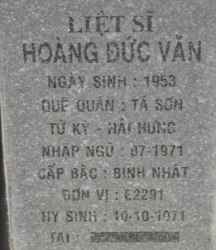 Tìm thân nhân liệt sĩ Hoàng Đức Văn