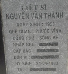 Tìm thân nhân liệt sĩ Nguyễn Văn Thành