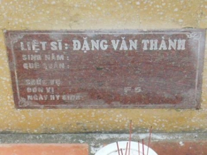 Nhắn tìm thân nhân liệt sĩ Đặng Văn Thành