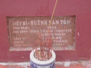 Nhắn tìm thân nhân liệt sỹ  Huỳnh Văn Tồn