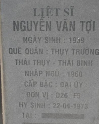Tìm thân nhân liệt sĩ Nguyễn Văn Tợi