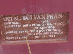 Nhắn tìm thân nhân liệt sỹ  Bùi Văn Phấn