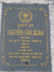 Nhắn tìm thân nhân liệt sĩ Nguyễn Văn Quán