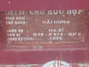 Nhắn tìm thân nhân liệt sỹ Chu Hưu Họp