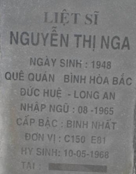 Tìm thân nhân liệt sĩ Nguyễn Thị Nga