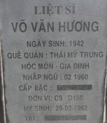 Tìm thân nhân liệt sĩ Võ Văn Hương