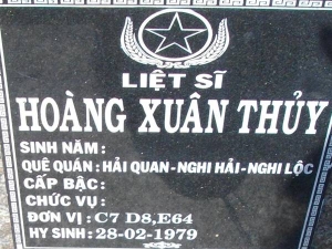  Nhắn tìm thân nhân liệt sỹ  Hoàng Xuân Thủy