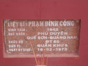 Nhắn tìm thân nhân liệt sỹ  Phạm Đình Công