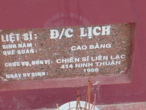 Nhắn tìm thân nhân liệt sỹ Lịch