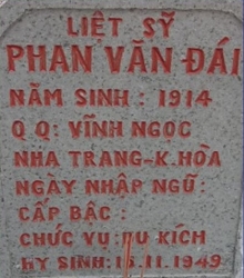 Tìm thân nhân liệt sĩ Phan Văn Đái