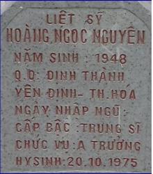 Tìm thân nhân liệt sĩ Hoàng Ngọc Nguyên