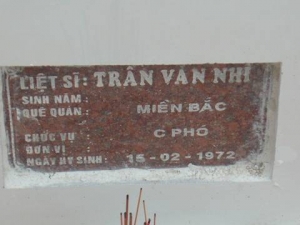 Nhắn tìm thân nhân liệt sỹ Trần Văn Nhi