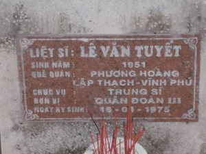 Nhắn tìm thân nhân liệt sỹ  Lê Văn Tuyết
